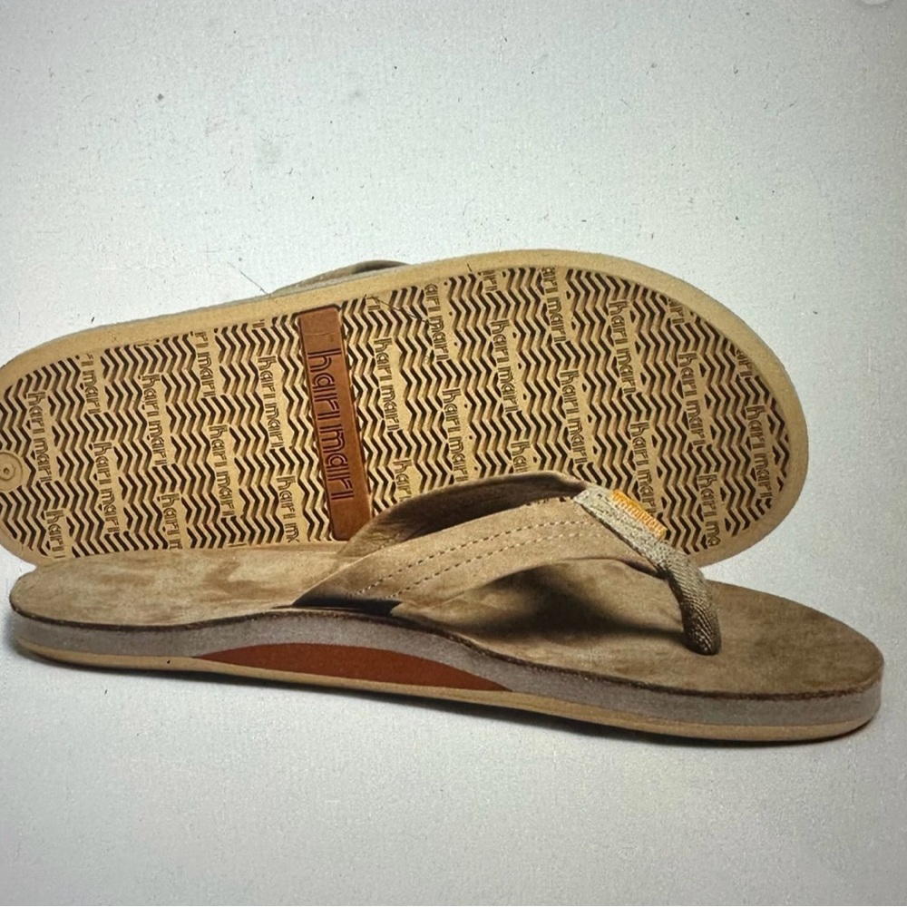 Hari Mari Men’s Suede Flip-Flops — Tan Casual Thong Sandals